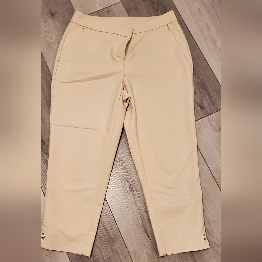 EUC tan cropped trousers
